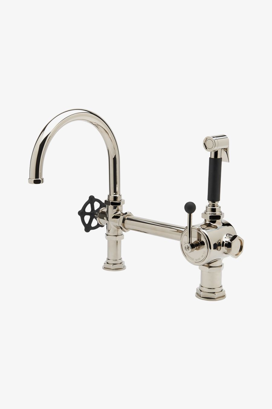 Regulator Gooseneck Kitchen Faucet with Two-Tone Wheel Handle and Spray