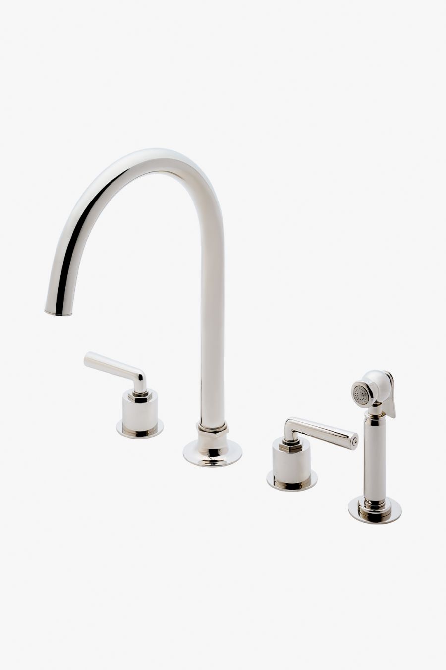 Henry Three Hole Gooseneck Kitchen Faucet with Lever Handles and Spray