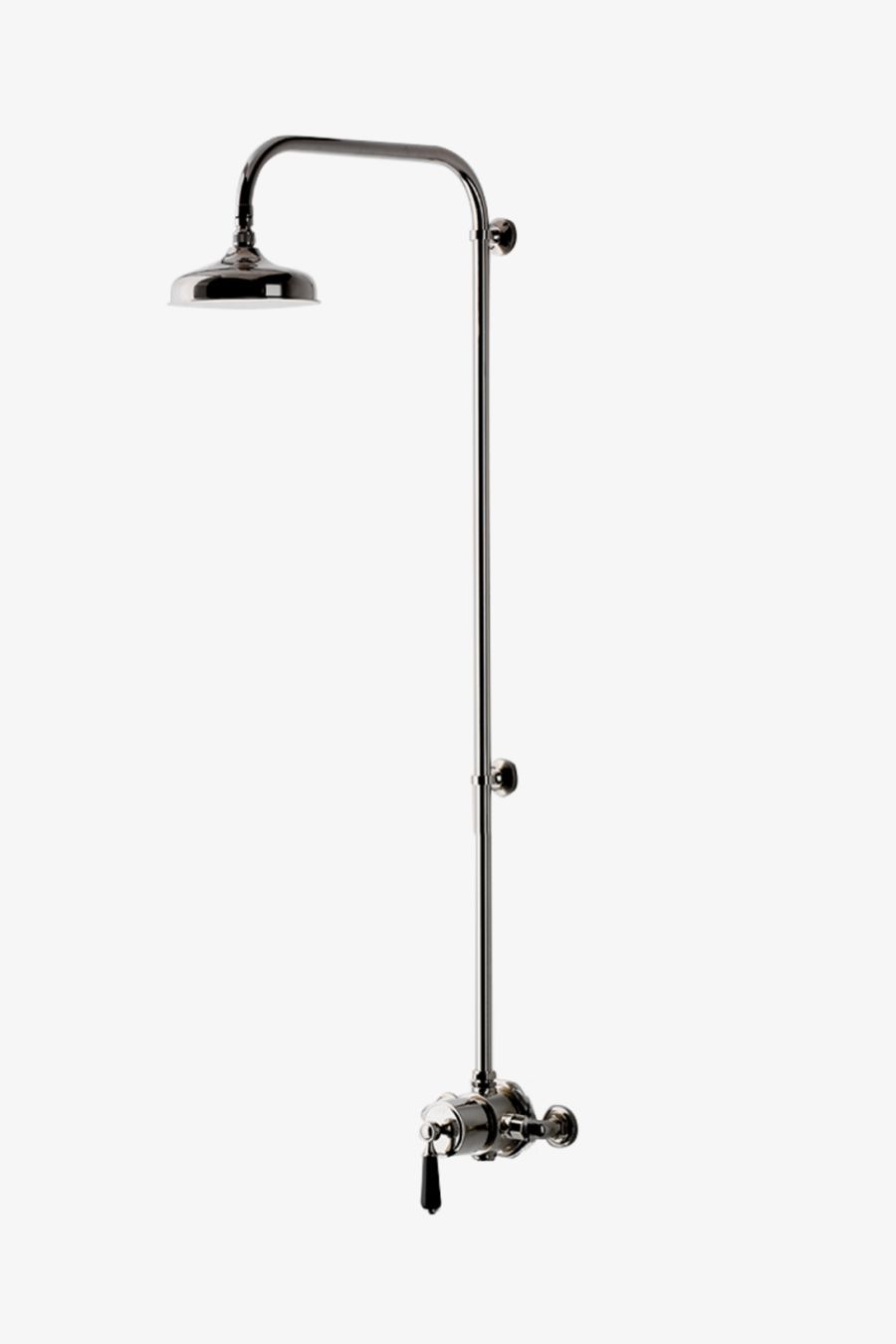 Easton Classic Exposed Thermostatic System with 8" Shower Rose with Black Porcelain Lever Handle