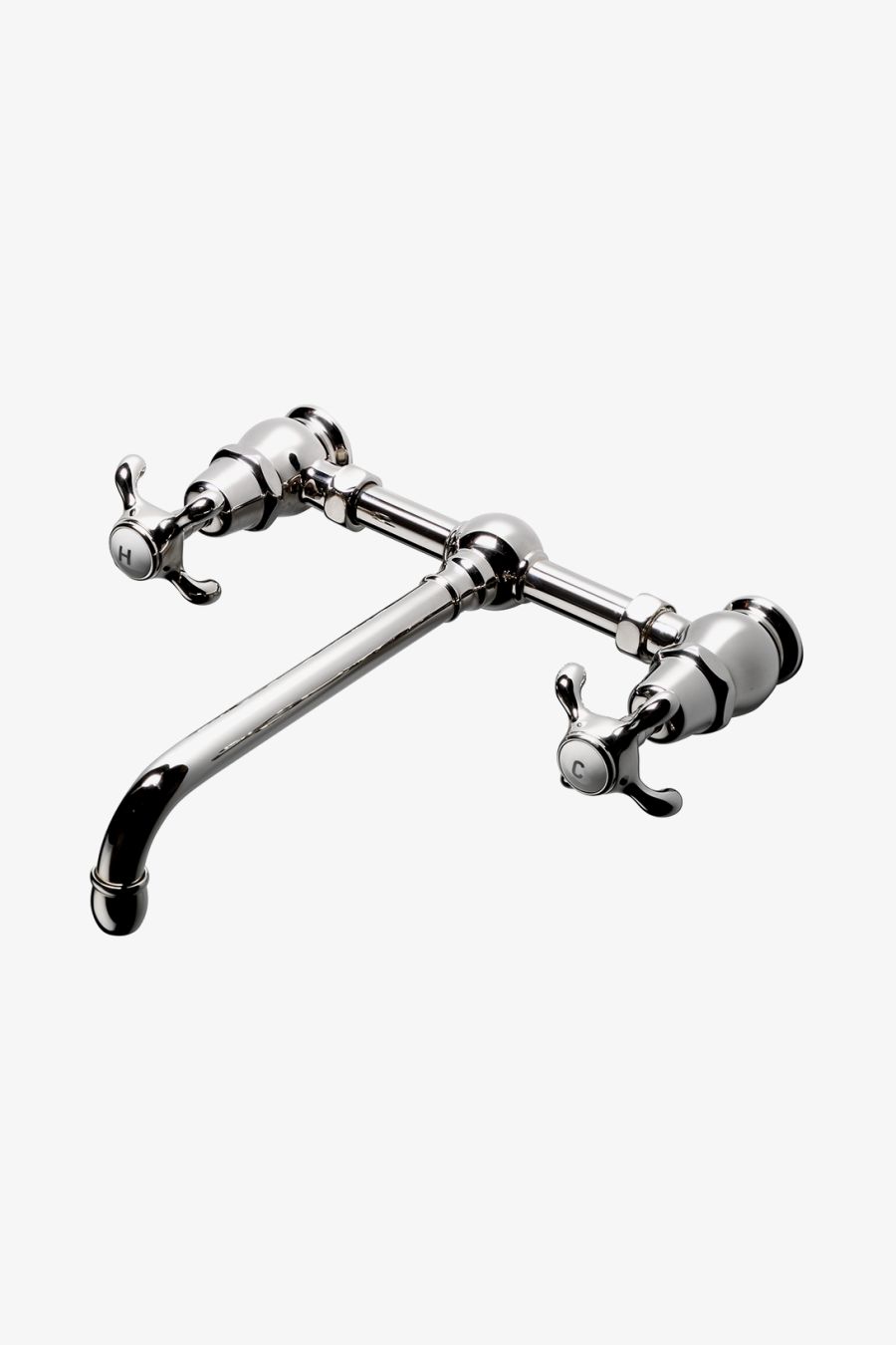 Etoile Low Profile Two Hole Wall Mounted Lavatory Faucet (Straight Spout) with Cross Handles
