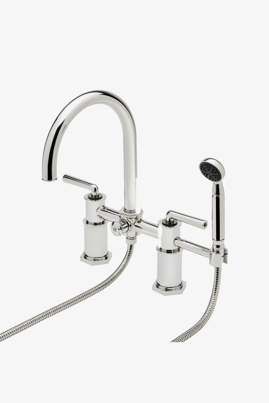 Henry Deck Mounted Exposed Tub Filler with Handshower and Two-Tone Cross Handles
