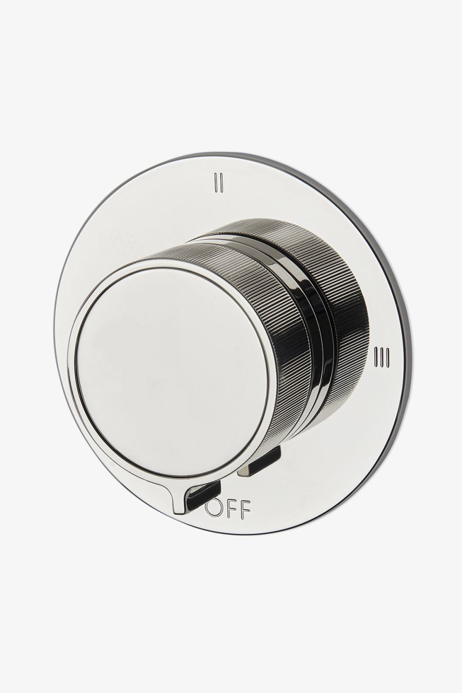 Bond Tandem Series Three Way Thermostatic Diverter Trim with Roman Numerals and Guilloche Lines Knob Handle