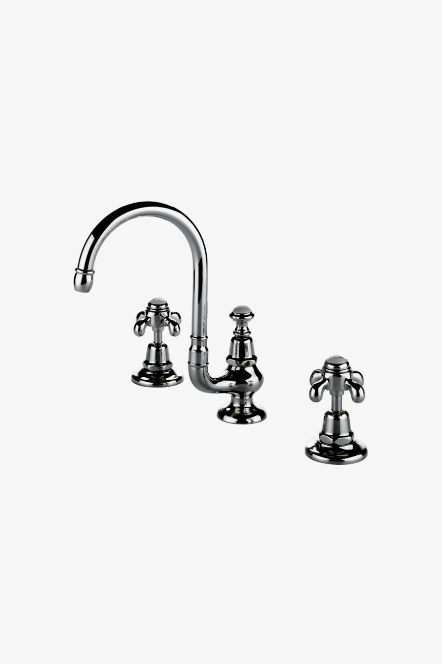 Etoile Gooseneck Three Hole Deck Mounted Lavatory Faucet with Metal Cross Handles
