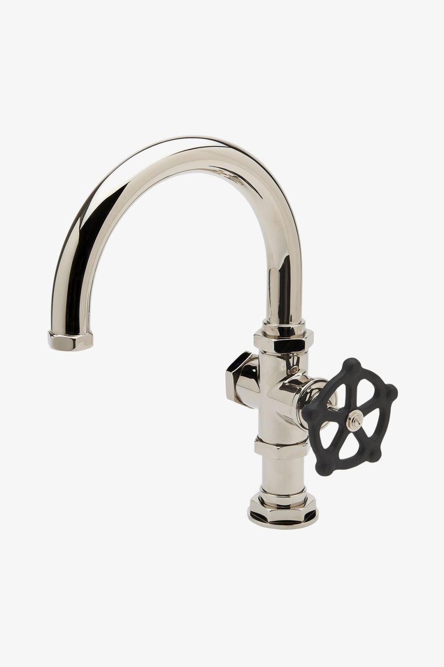 Regulator One Hole Gooseneck Bar Faucet, Black Wheel Handle