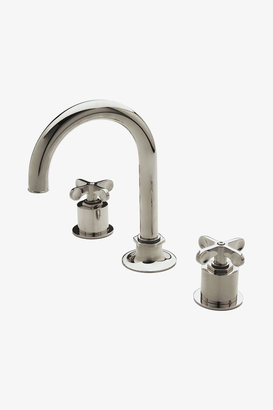 Henry Gooseneck Three Hole Deck Mounted Lavatory Faucet with Metal Cross Handles