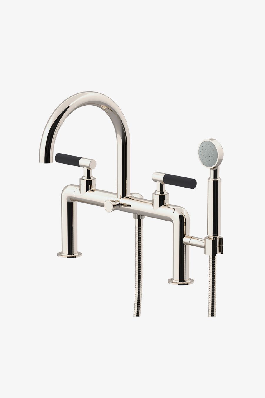 Bond Union Series Deck Mounted Exposed Tub Filler with Handshower and Enamel Guilloche Lines Lever Handles