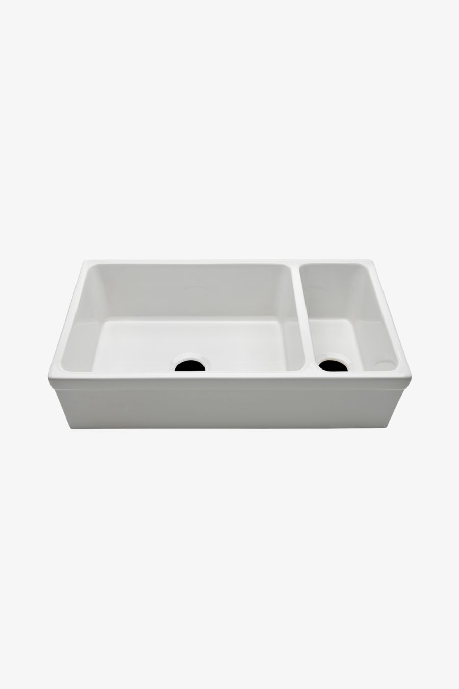 Clayburn 35 1/2" x 19 3/4" x 10" Double Fireclay Farmhouse Apron Kitchen Sink with Center Drains
