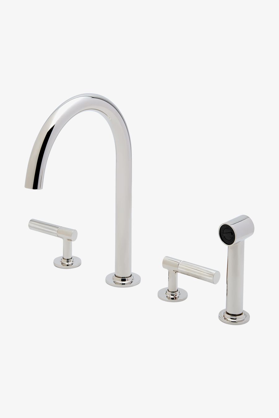Bond Tandem Series Gooseneck Kitchen Faucet and Spray with Guilloche Lines Lever Handles