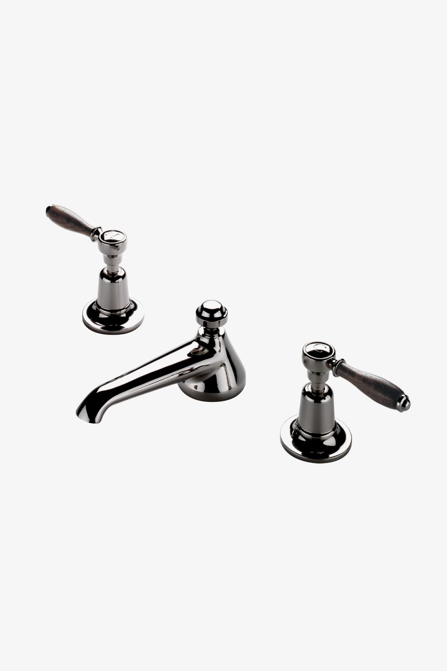 Easton Classic Low Profile Three Hole Deck Mounted Lavatory Faucet with Oak Lever Handles