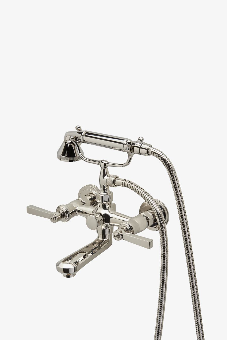 Aero Wall Mounted Exposed Tub Filler with Metal Handshower and Lever Handles