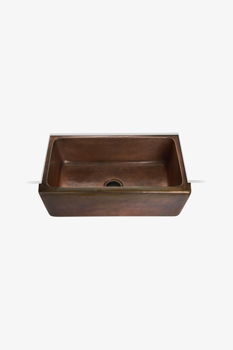 Normandy 29 9/16" x 17 11/16" x 9 5/8" Hammered Copper Farmhouse Apron Kitchen Sink with Center Drain