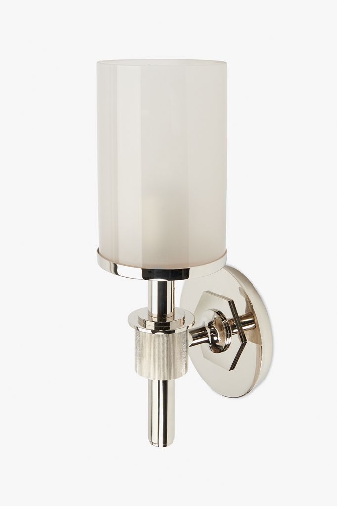 Henry Wall Mounted Single Arm Sconce with Etched Glass Shade