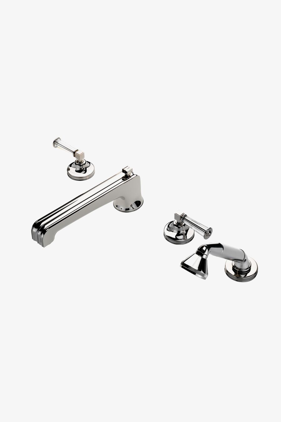 Boulevard Low Profile Concealed Tub Filler With Handshower and Crystal Lever Handles