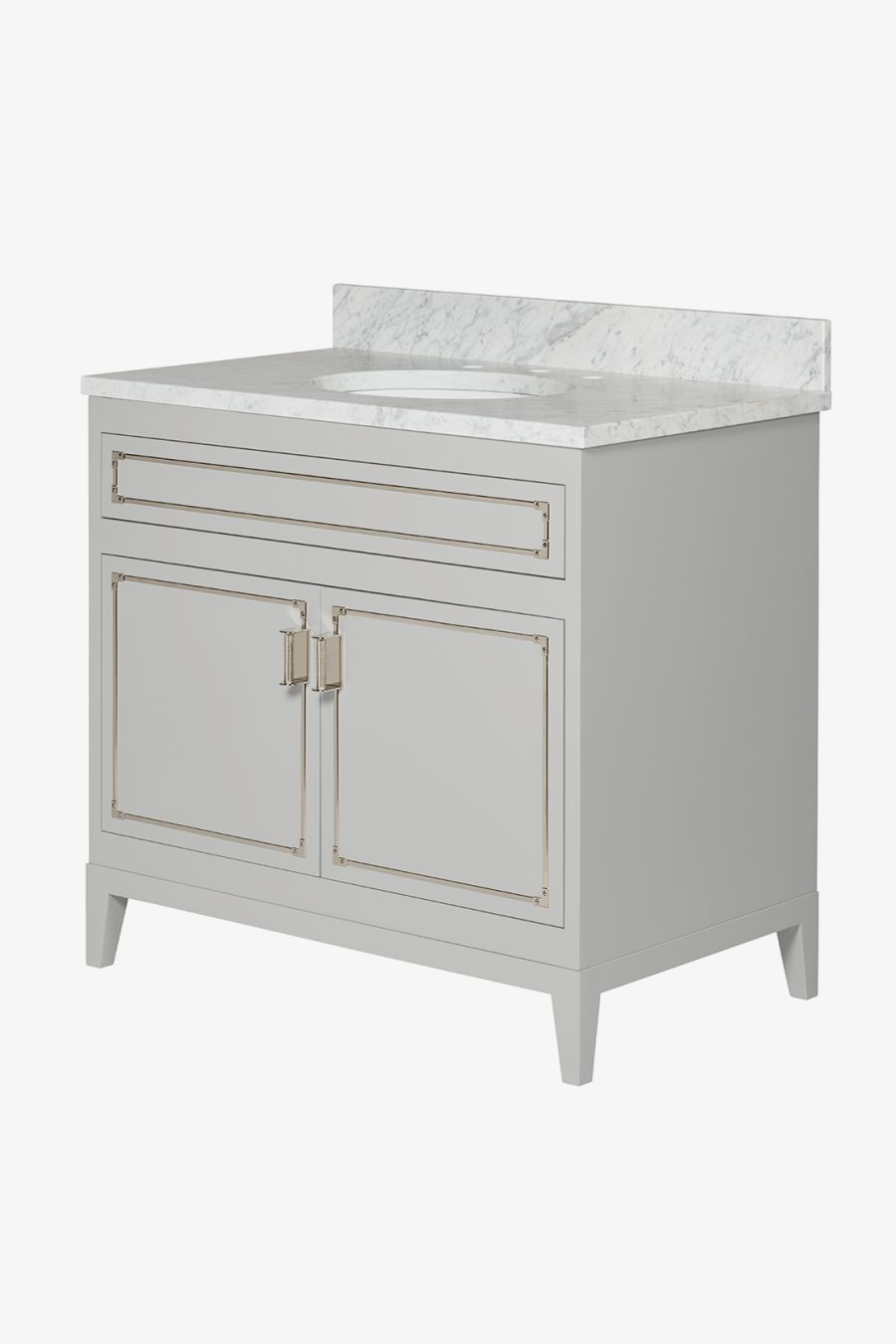 Pullman Single Vanity with Tapered Legs and Hardware 36" x 22" x 33 1/4" - BASE ONLY