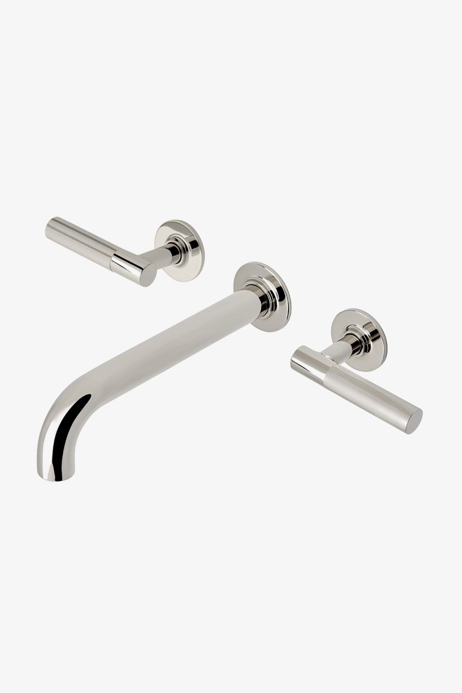 Bond Tandem Series Wall Mounted Lavatory Faucet with Guilloche Lines Lever Handles