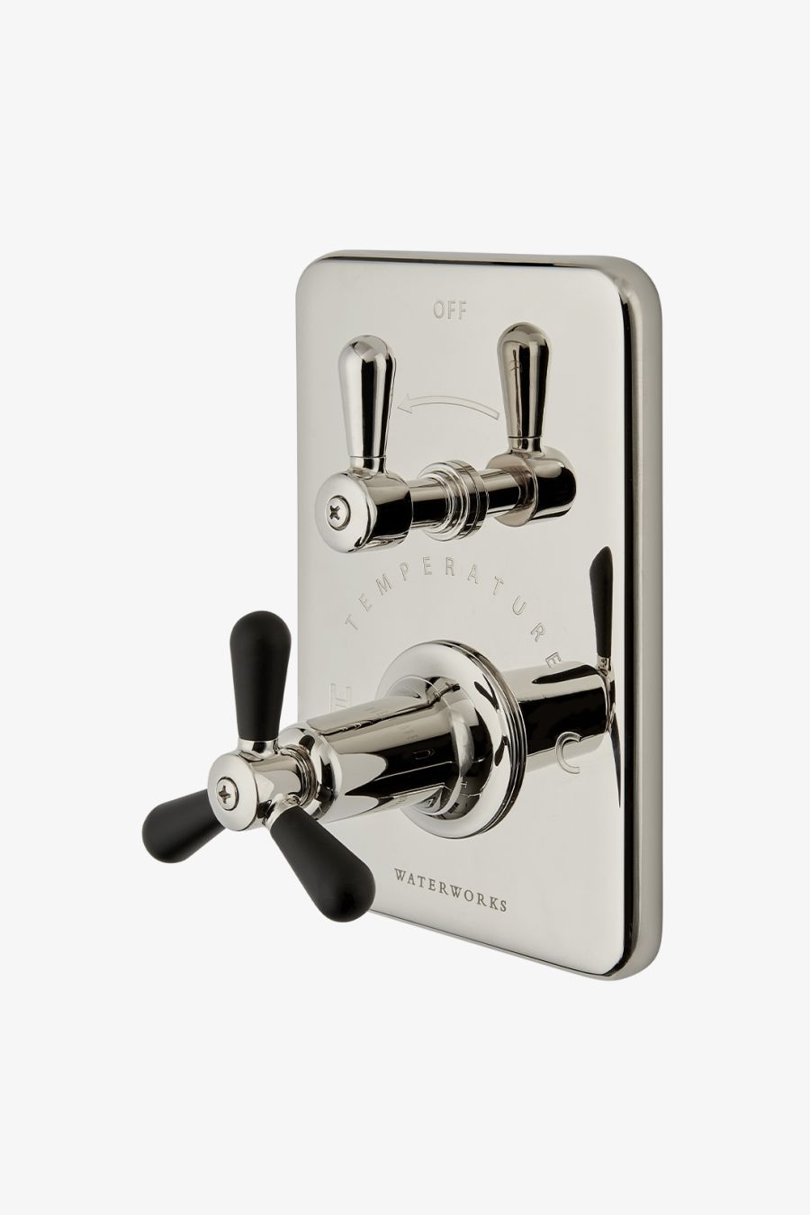 Riverun Integrated Thermostatic and Volume Control Trim with Two-Tone Tri-Spoke Handle