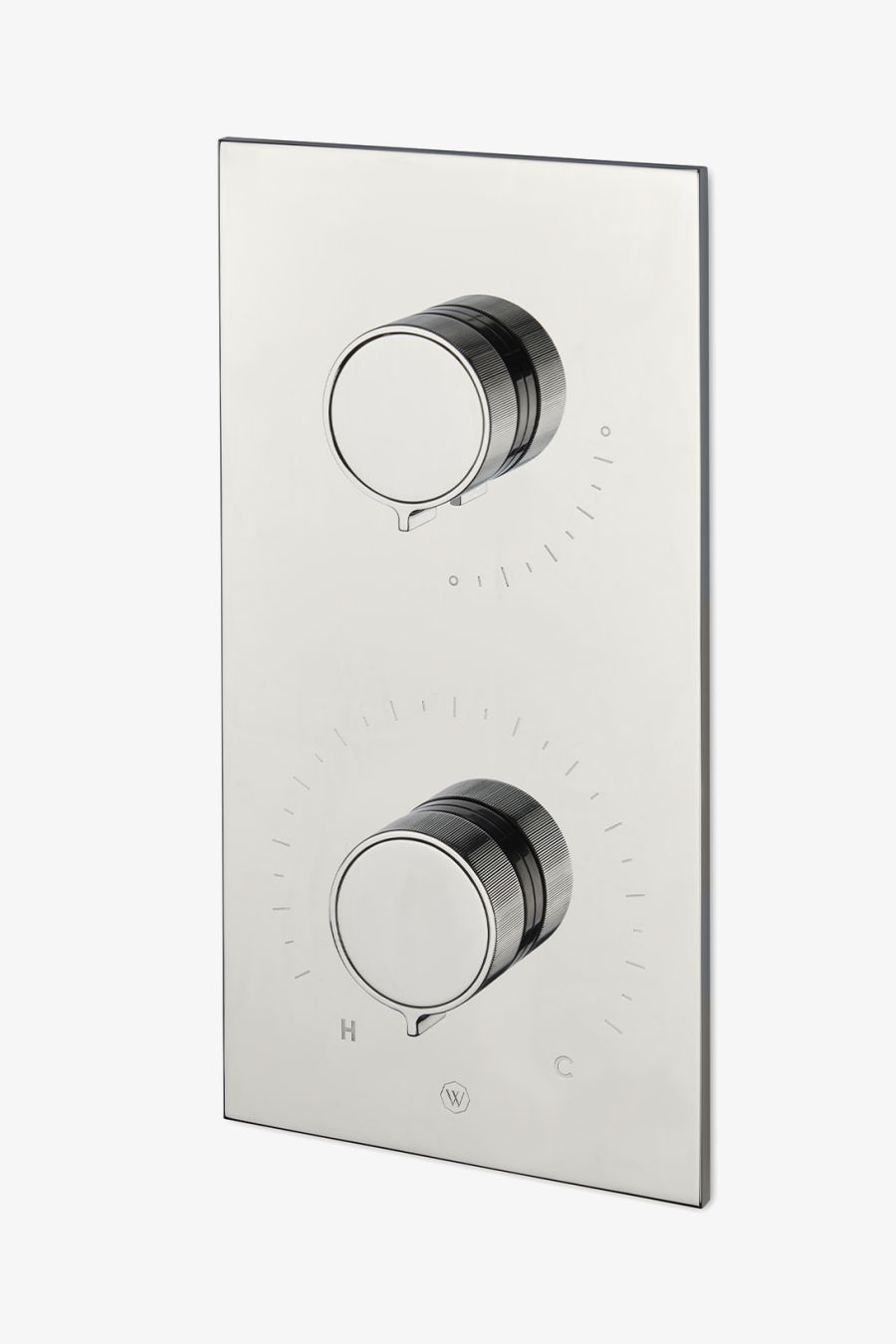 Bond Tandem Series Integrated Thermostatic and Volume Control Trim with Two-Tone Guilloche Lines Knob Handles