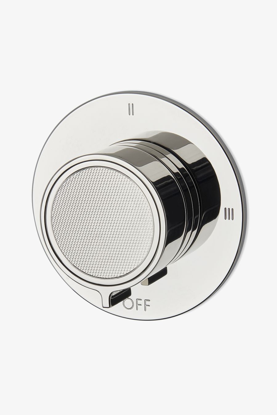 Bond Union Series Three Way Thermostatic Diverter Trim with Roman Numerals and Guilloche Link Knob Handle in Nickel