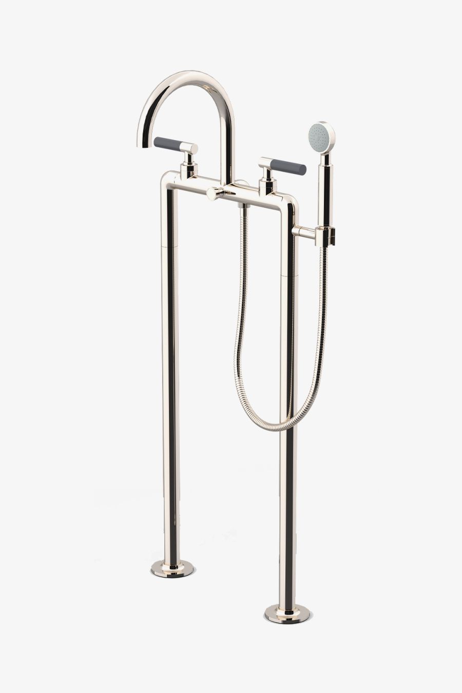 Bond Tandem Series Floor Mounted Exposed Tub Filler with Handshower and Two-Tone Lever Handles