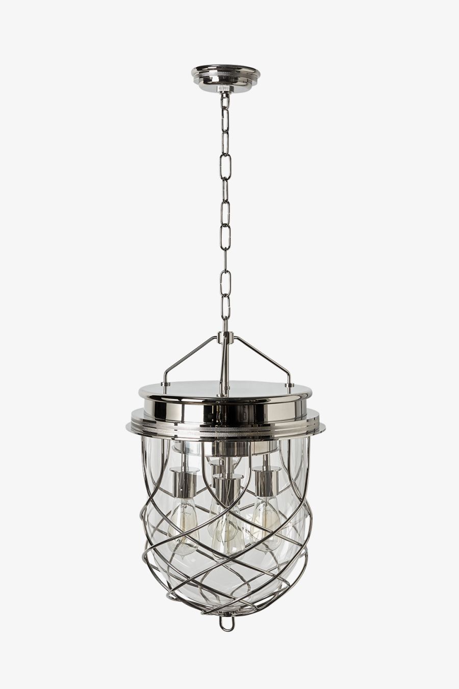 Compass Ceiling Mounted Large Pendant with Glass Shade