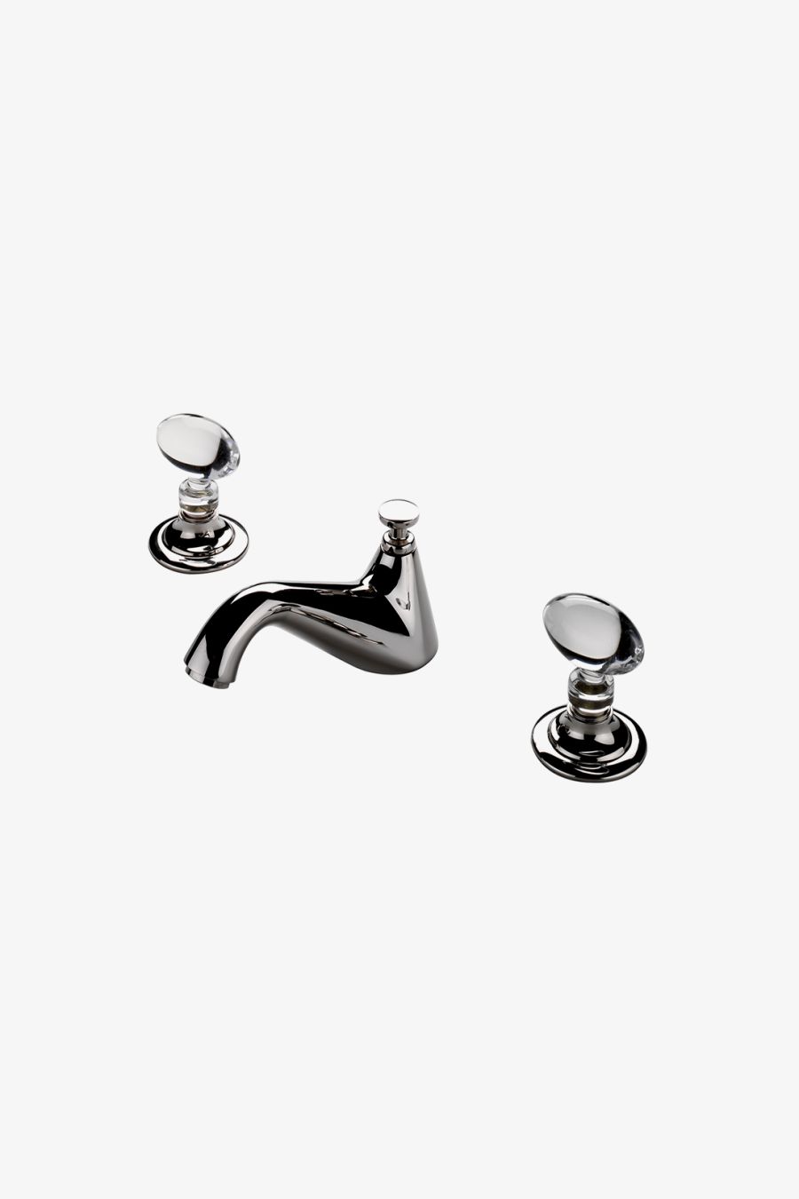 Opus Low Profile Three Hole Deck Mounted Lavatory Faucet with Crystal Egg Handles