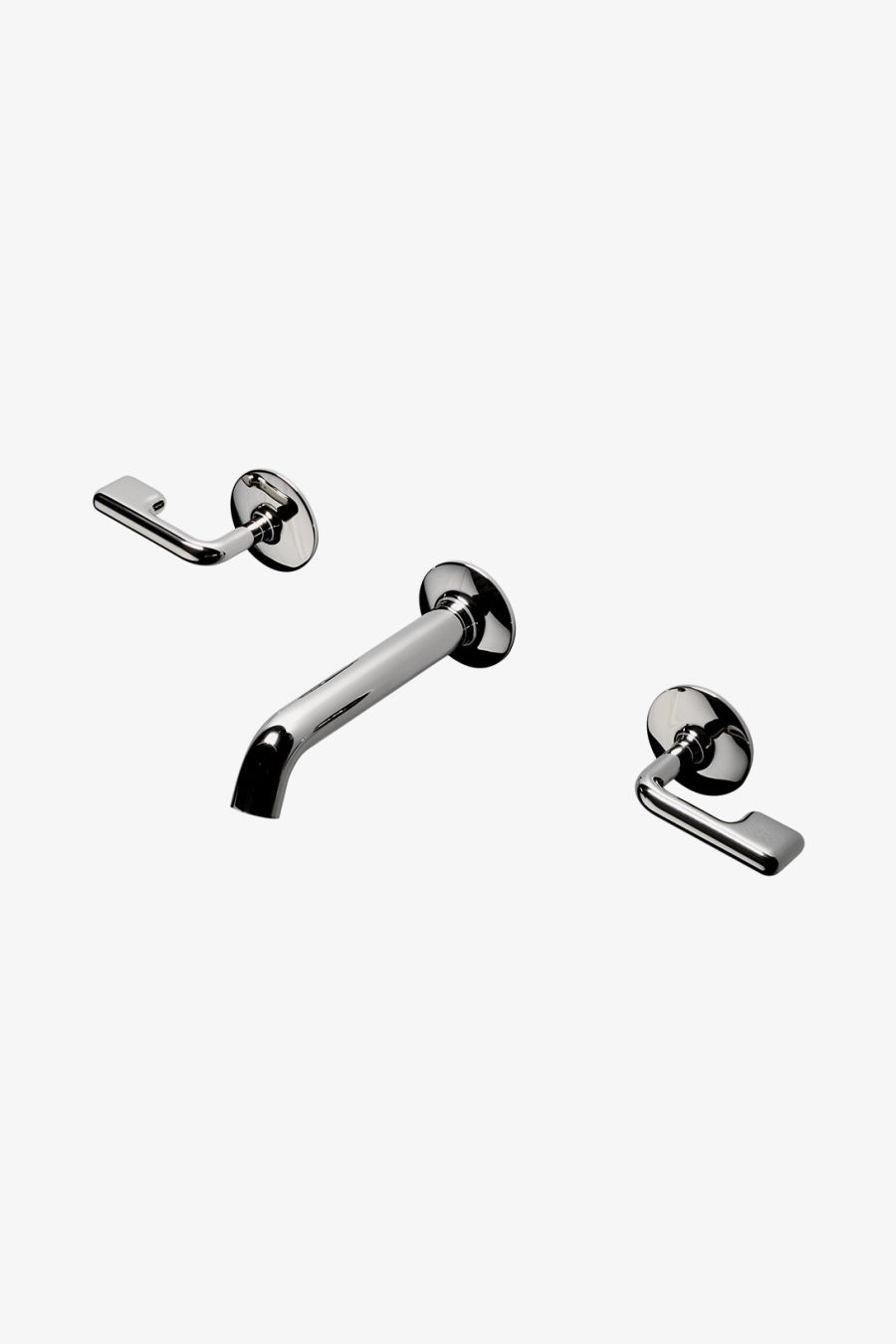.25 Low Profile Three Hole Wall Mounted Lavatory Faucet with Metal Lever Handles