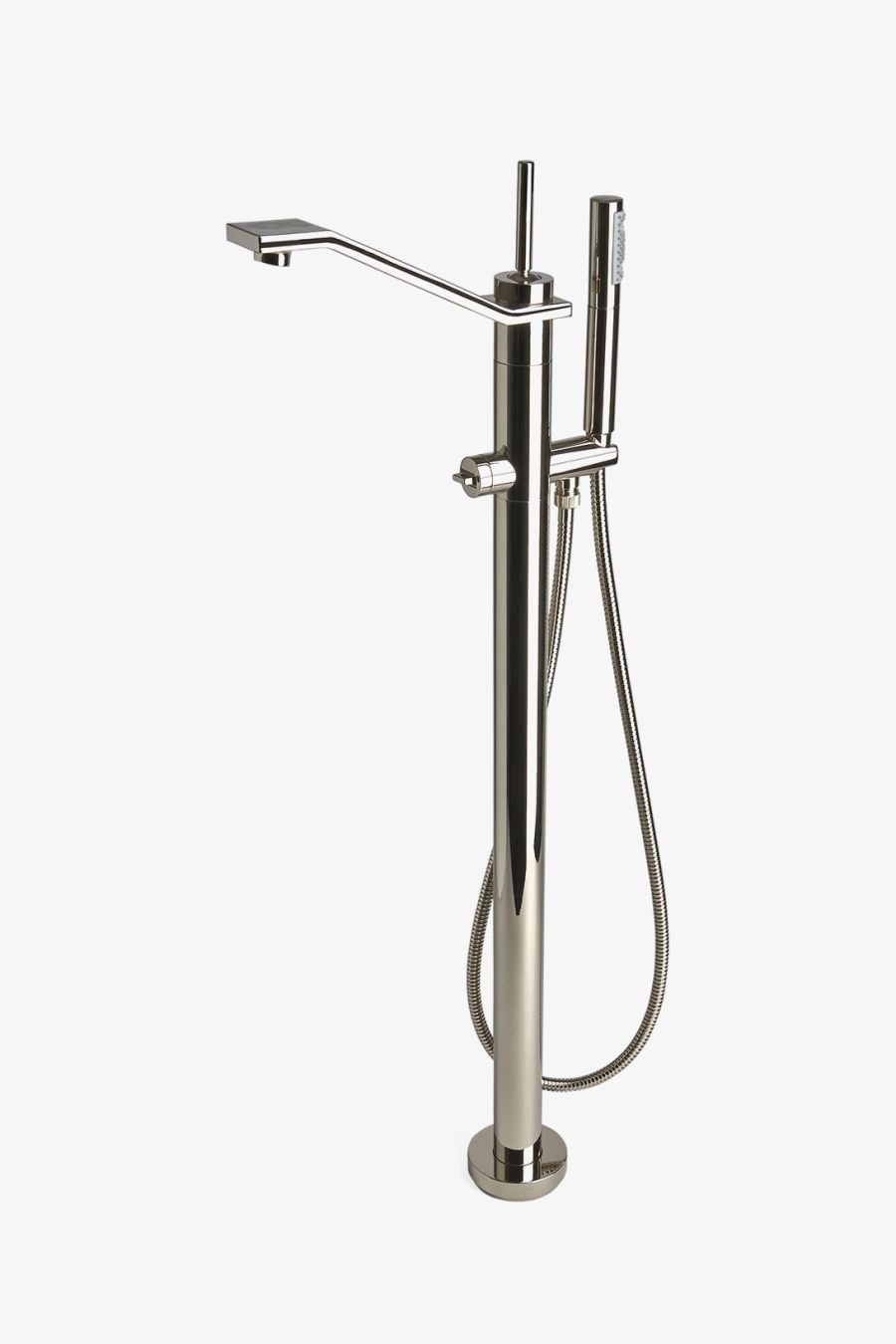 Formwork Floor Mounted Exposed Tub Filler with Handshower and Metal Joystick Handle