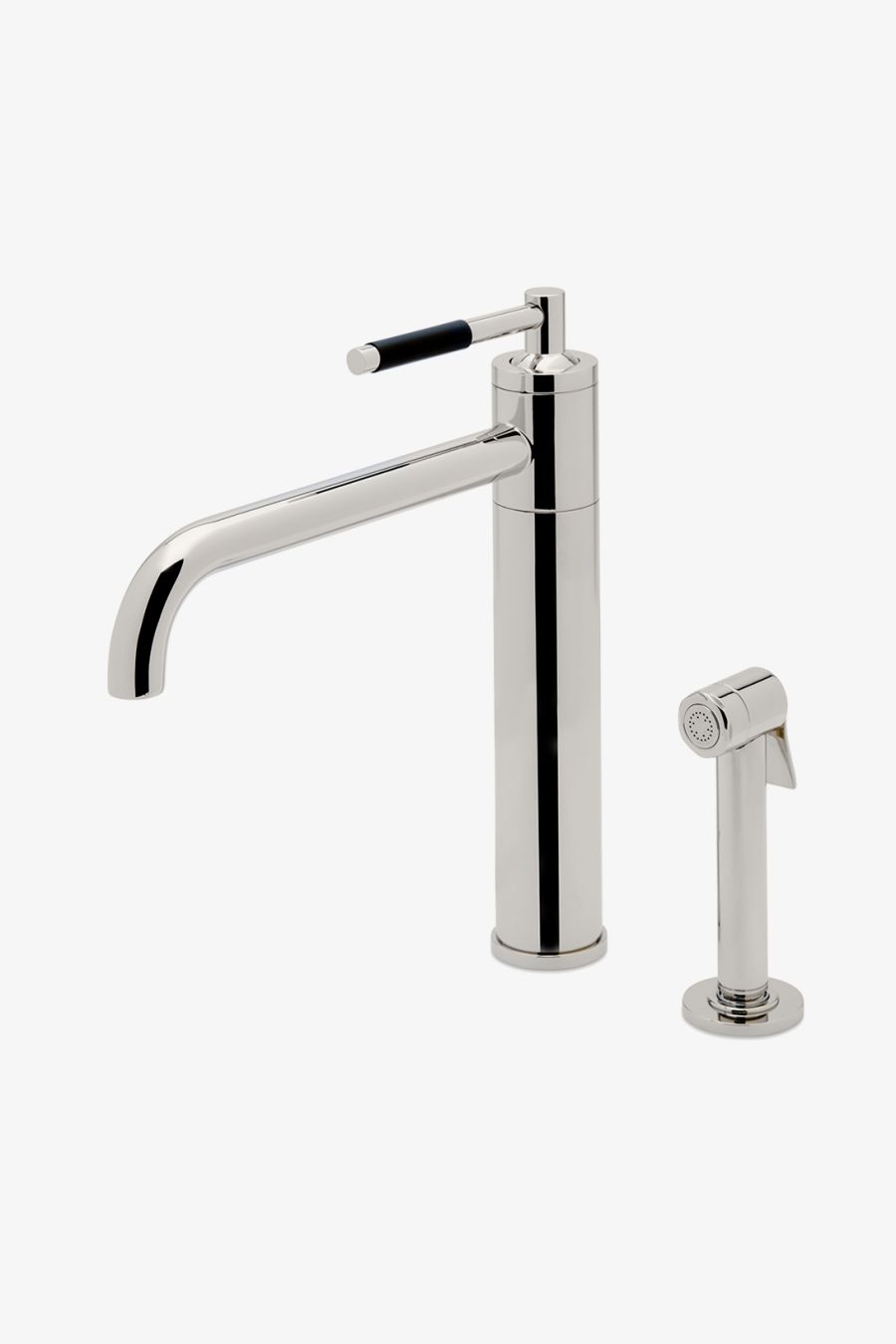 Universal Modern One Hole High Profile Kitchen Faucet, Metal Lever Handle and Spray