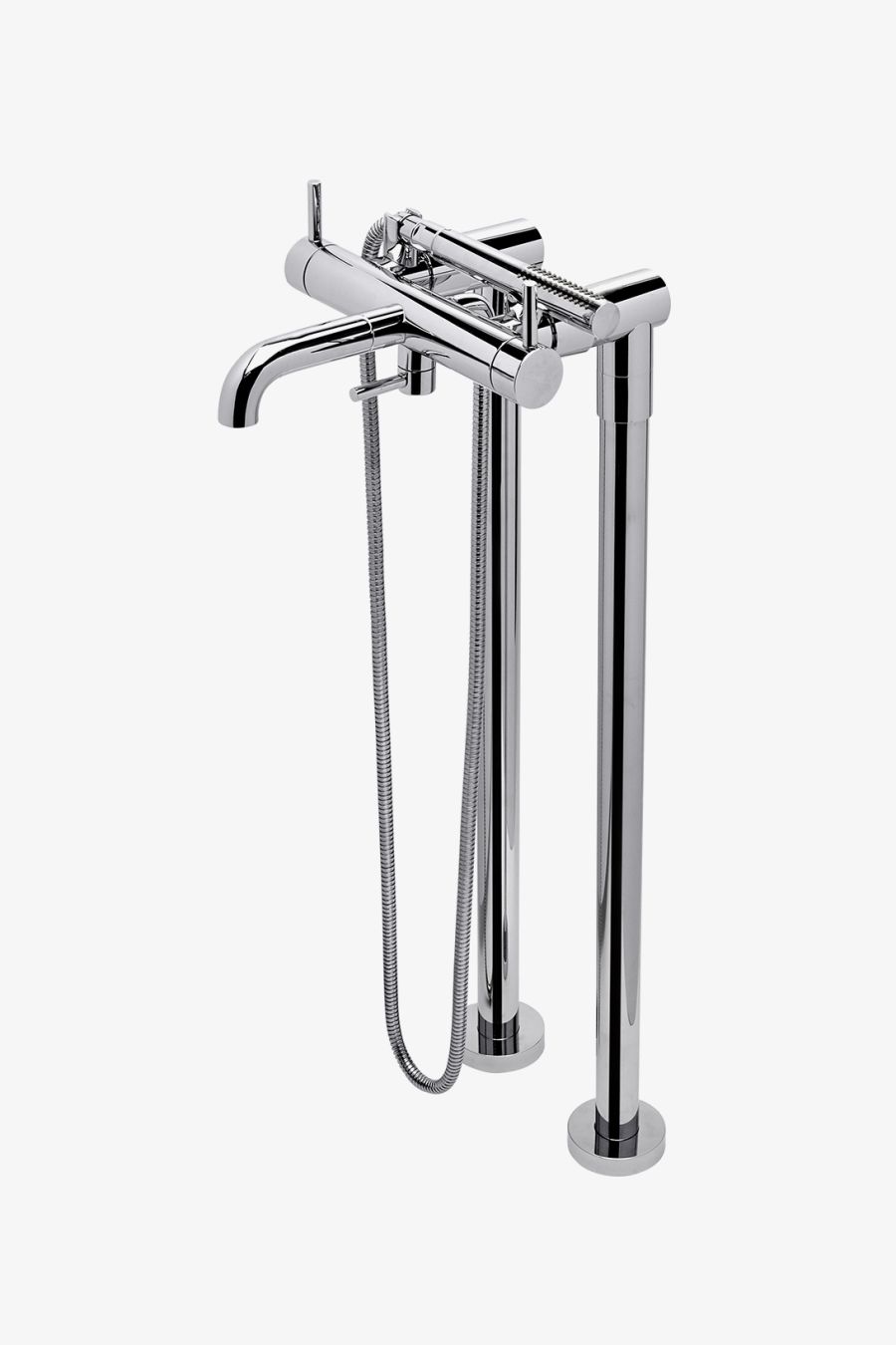 Flyte Floor Mounted Exposed Tub Filler with Handshower and Lever Handles