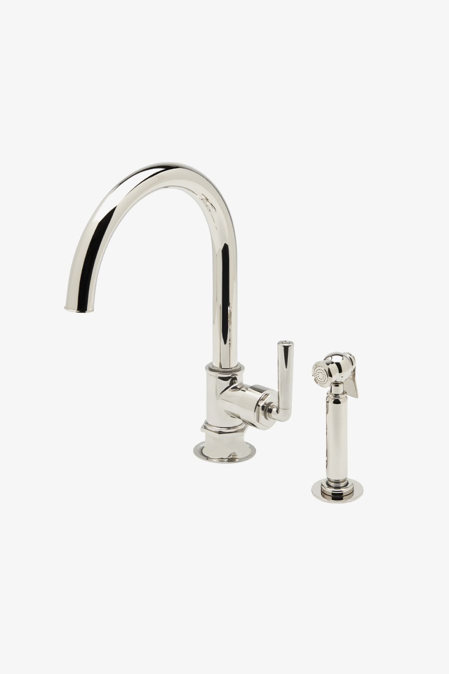 Henry One Hole Gooseneck Kitchen Faucet, Metal Lever Handle and Spray