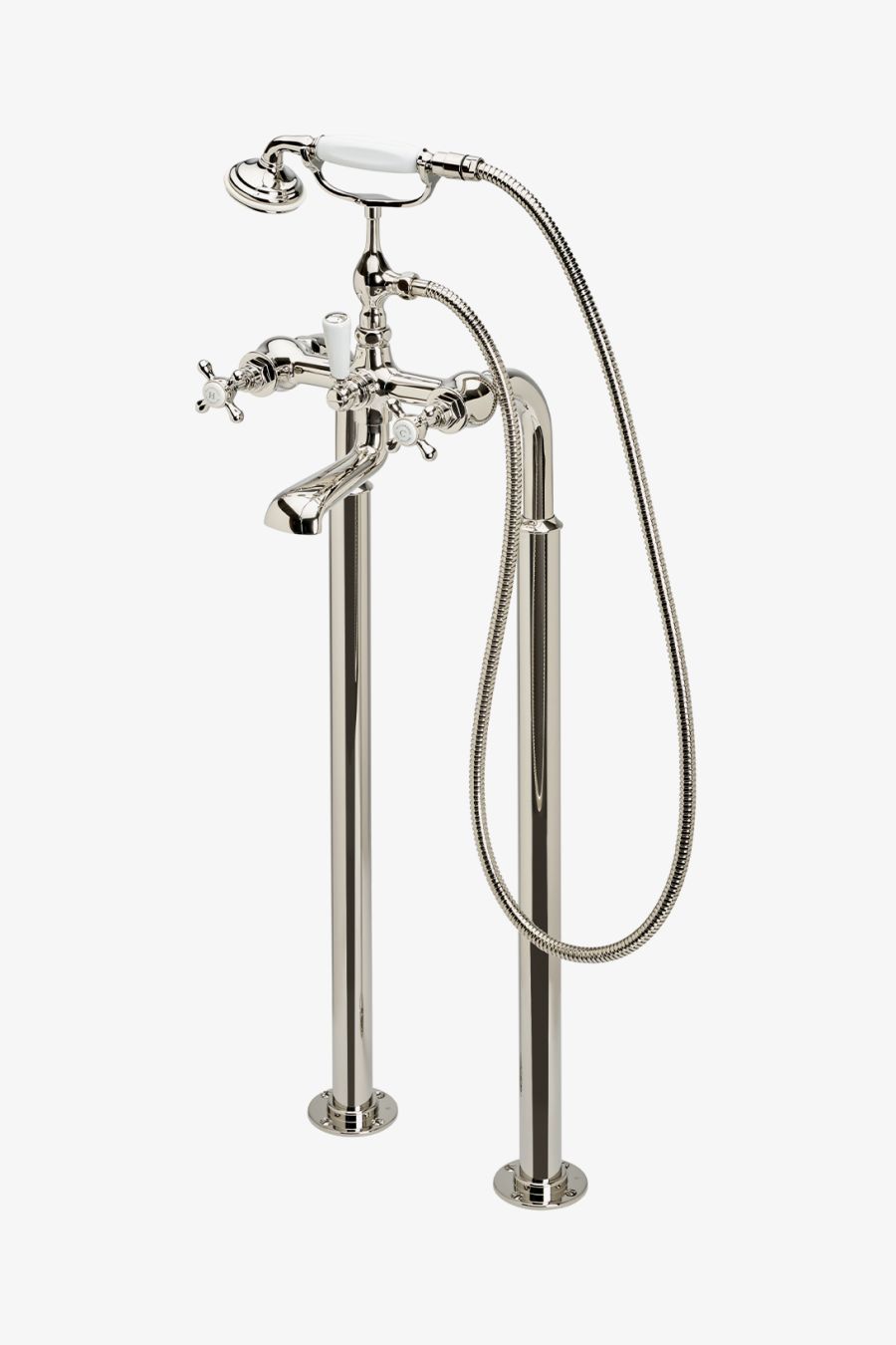 Highgate Floor Mounted Exposed Tub Filler with Handshower and Cross Handles