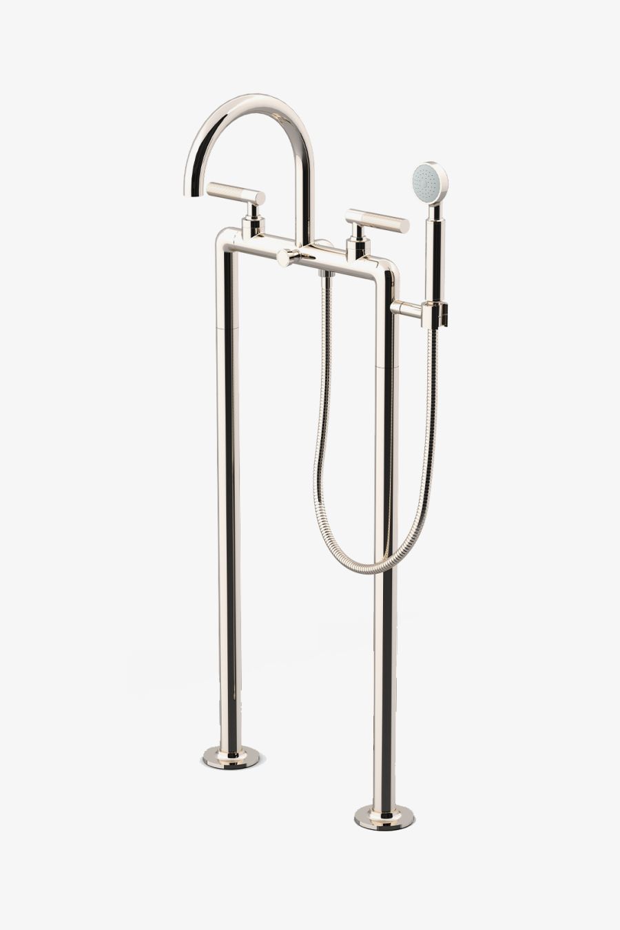 Bond Union Series Floor Mounted Exposed Tub Filler with Handshower and Guilloche Link Lever Handles
