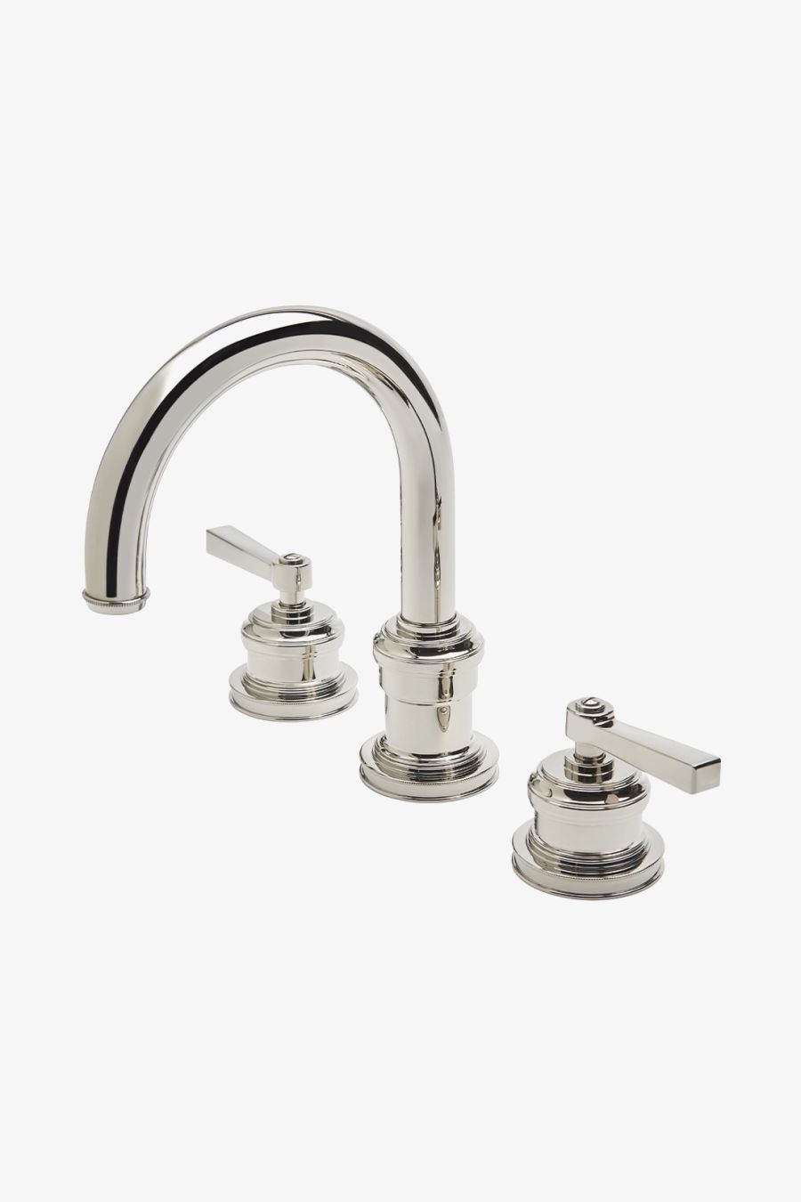 Aero Gooseneck Three Hole Deck Mounted Lavatory Faucet with Metal Lever Handles