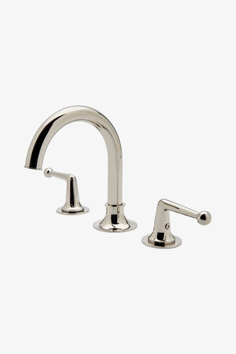 Dash Gooseneck Three Hole Deck Mounted Lavatory Faucet with Metal Lever Handles