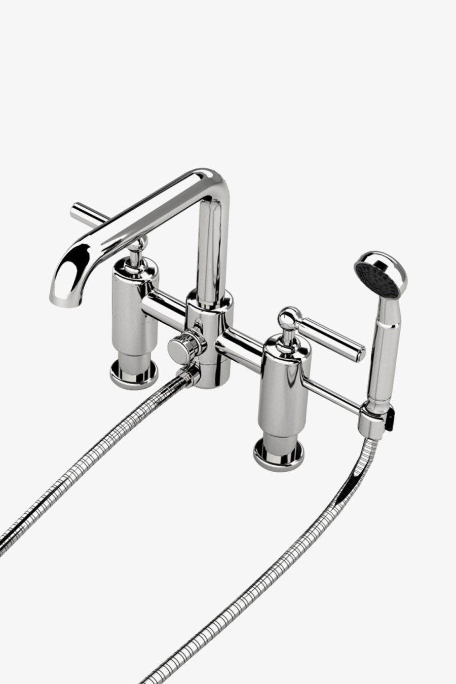 Ludlow Deck Mounted Low Profile Exposed Tub Filler with Metal Handshower and Metal Lever Handles