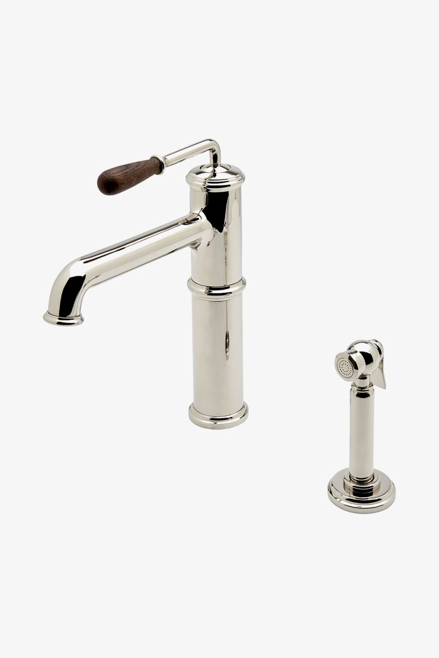 Canteen One Hole High Profile Kitchen Faucet with Oak Lever Handle and Spray