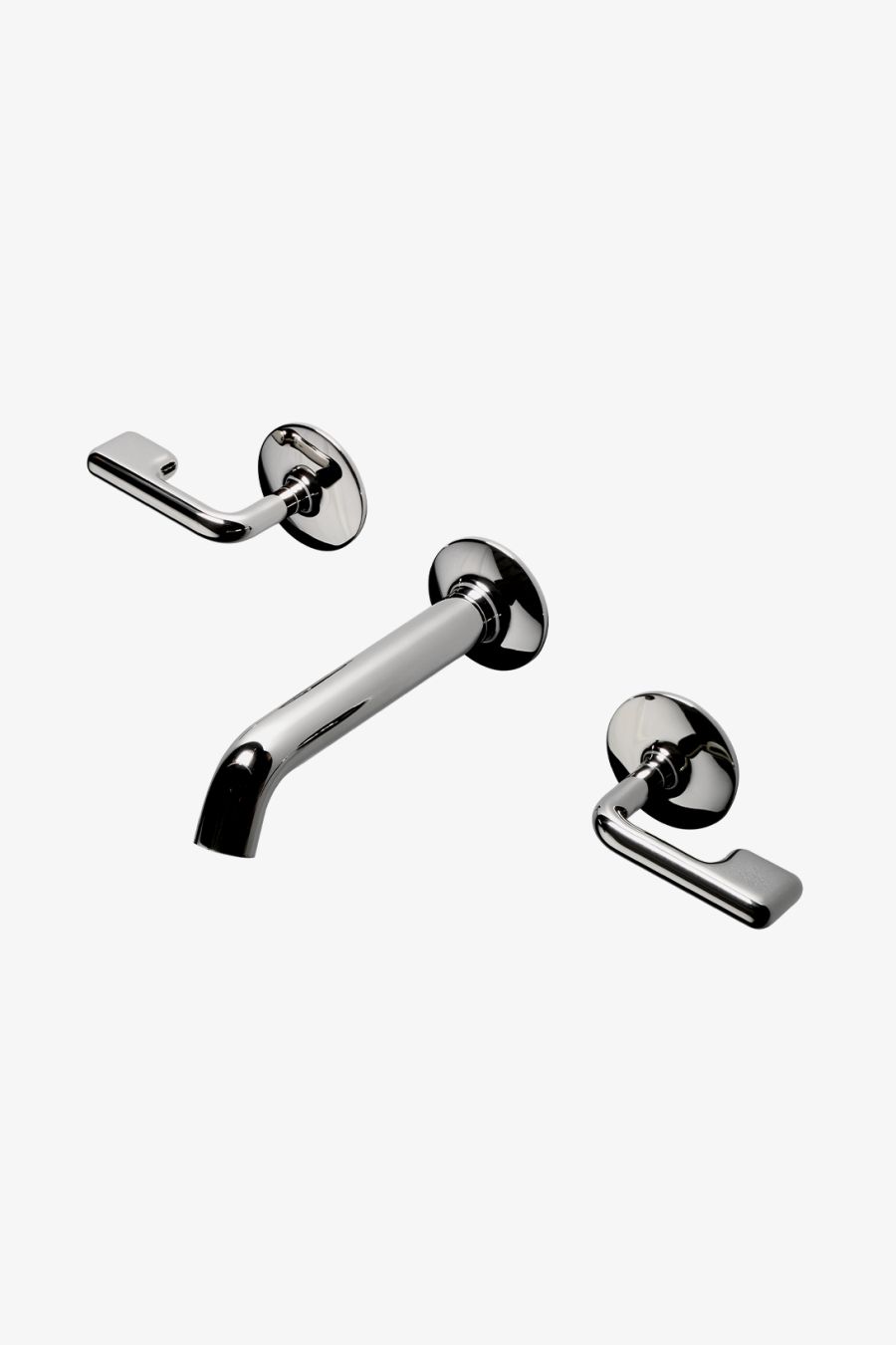 .25 Low Profile Three Hole Wall Mounted Lavatory Faucet with Metal Lever Handles