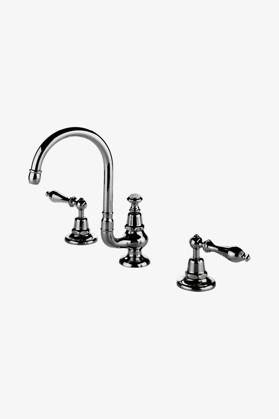 Etoile Gooseneck Three Hole Deck Mounted Lavatory Faucet with Metal Lever Handles