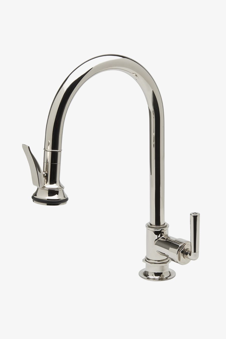 Henry One Hole Gooseneck Integrated Pull Spray Kitchen Faucet with Lever Handle