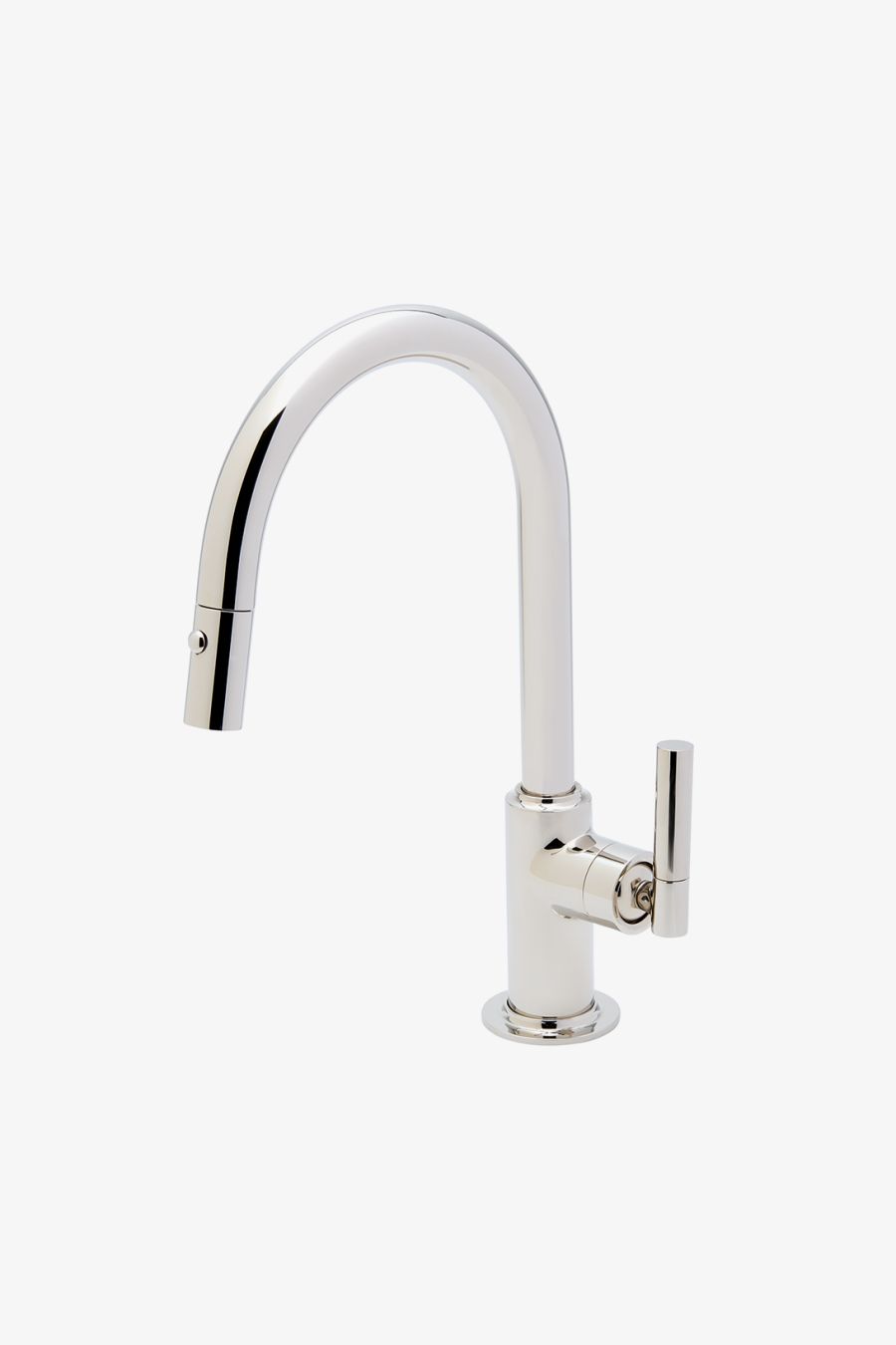 Bond Solo Series One Hole Gooseneck Integrated Pull Spray Kitchen Faucet with Two-Piece Straight Lever Handle