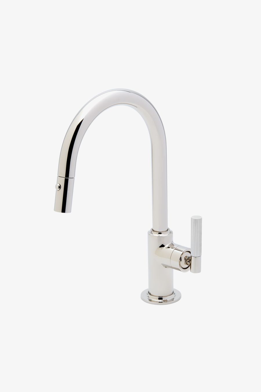 Bond Union Series One Hole Gooseneck Integrated Pull Spray Kitchen Faucet with Enamel Guilloche Lines Lever Handle