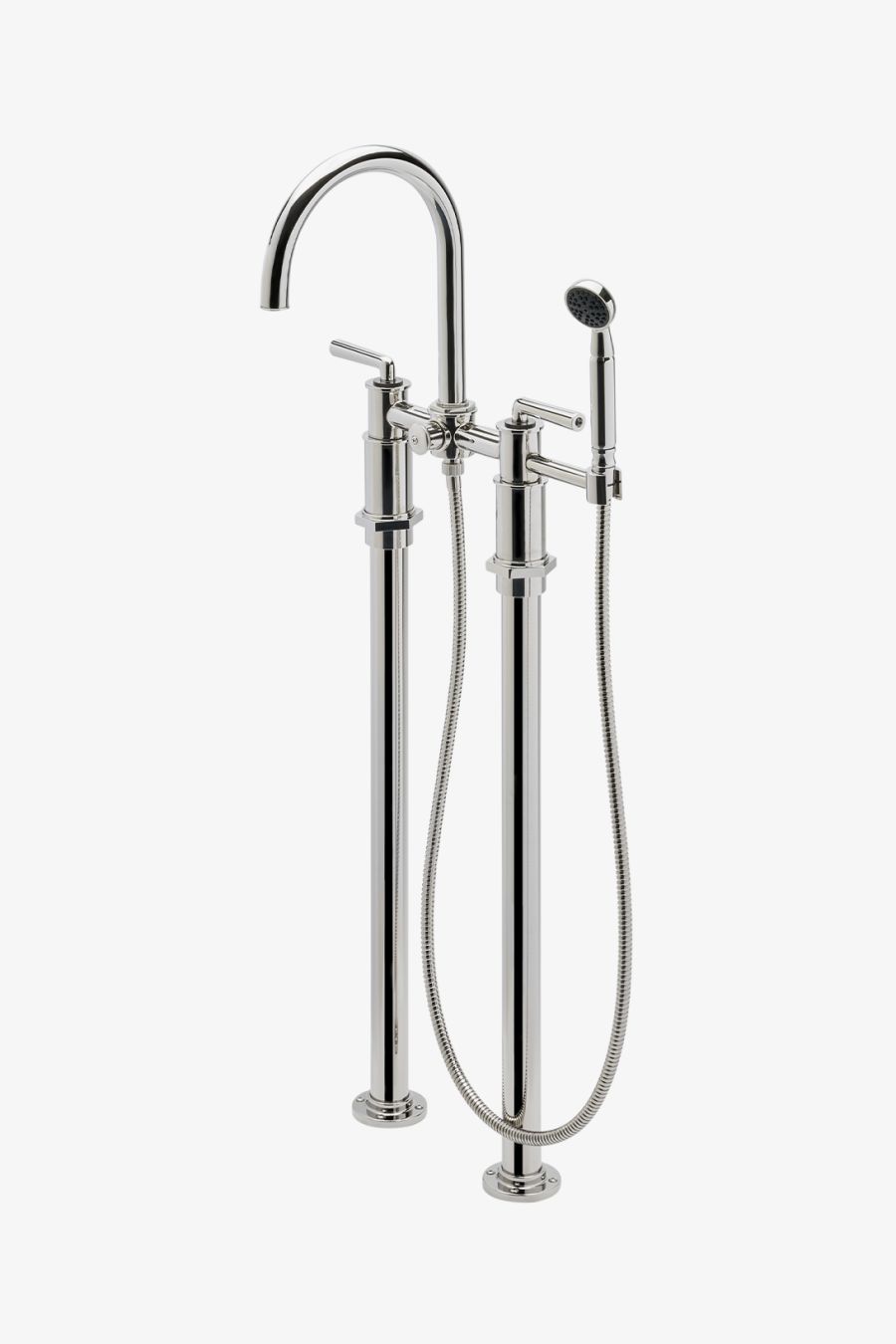 Henry Floor Mounted Exposed Tub Filler with Handshower and Two-Tone Lever Handles