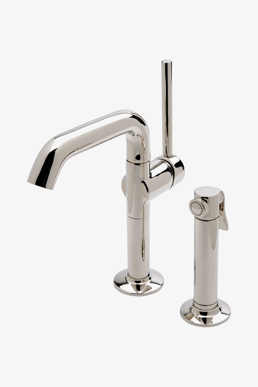 .25 One Hole High Profile Kitchen Faucet, Metal Handle and Metal Spray