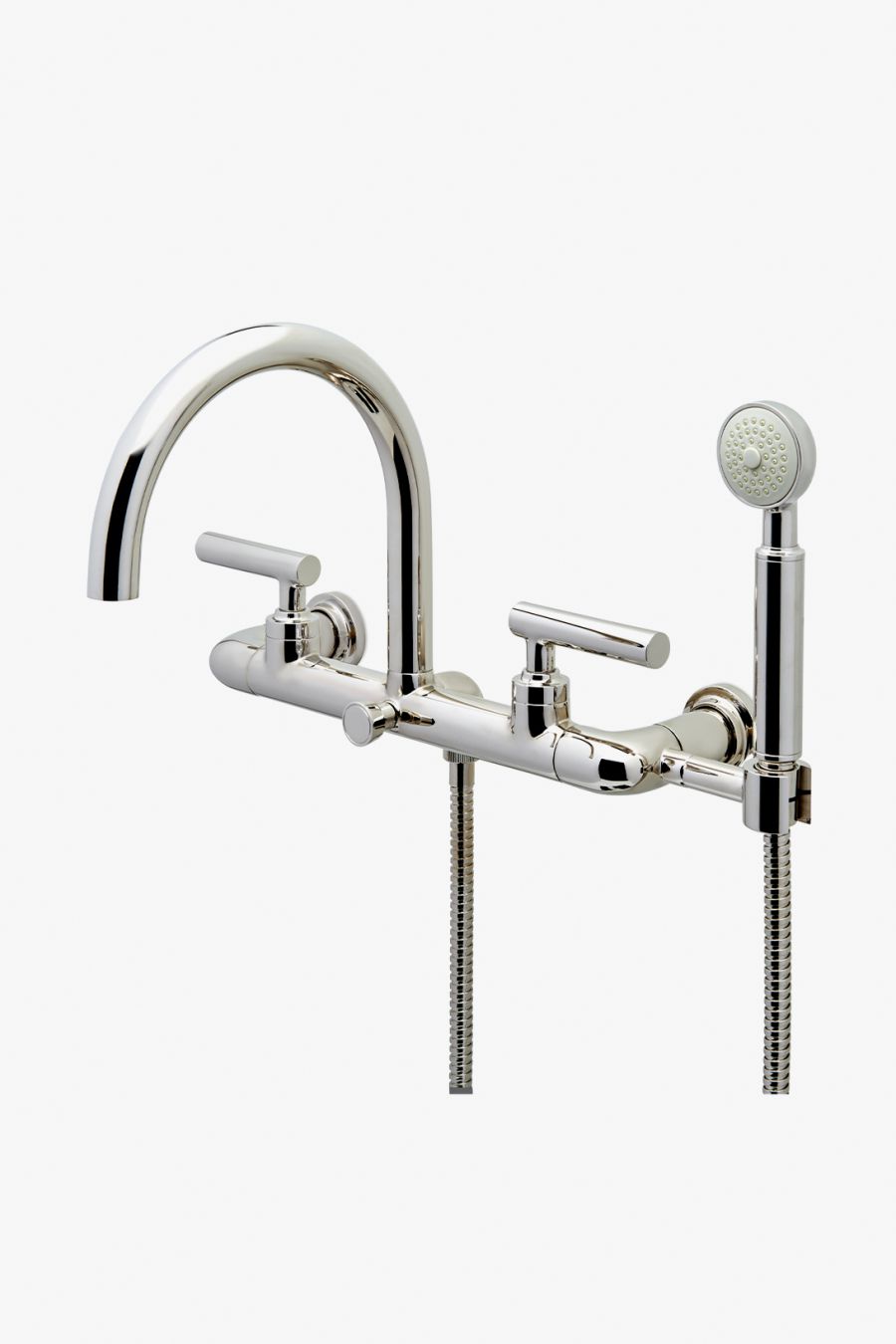Bond Solo Series Wall Mounted Exposed Tub Filler with Handshower and Straight Lever Handles