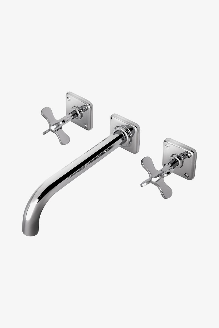 Ludlow Wall Mounted Low Profile Lavatory Faucet with Metal Cross Handles and Valve
