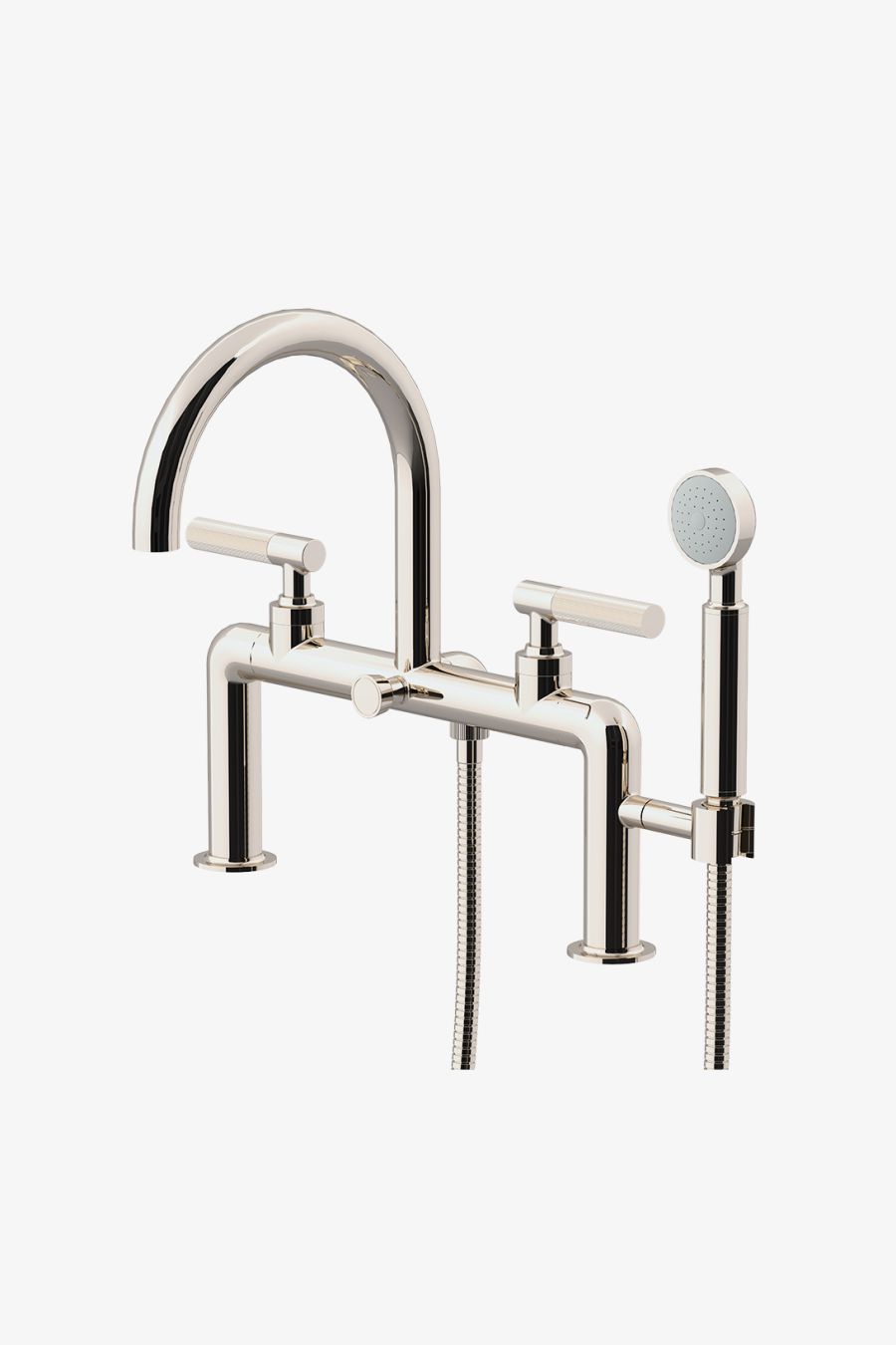 Bond Tandem Series Deck Mounted Exposed Tub Filler with Handshower and Guilloche Lines Lever Handles