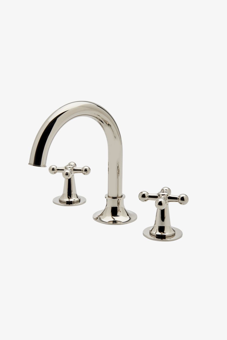 Dash Gooseneck Three Hole Deck Mounted Lavatory Faucet with Metal Cross Handles