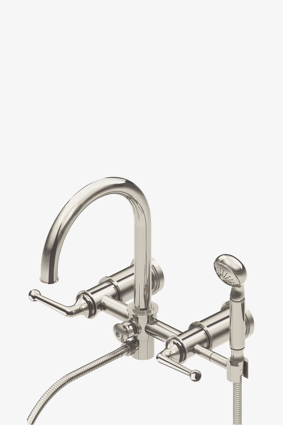 Dash Wall Mounted Exposed Tub Filler with Metal Handshower and Lever Handles