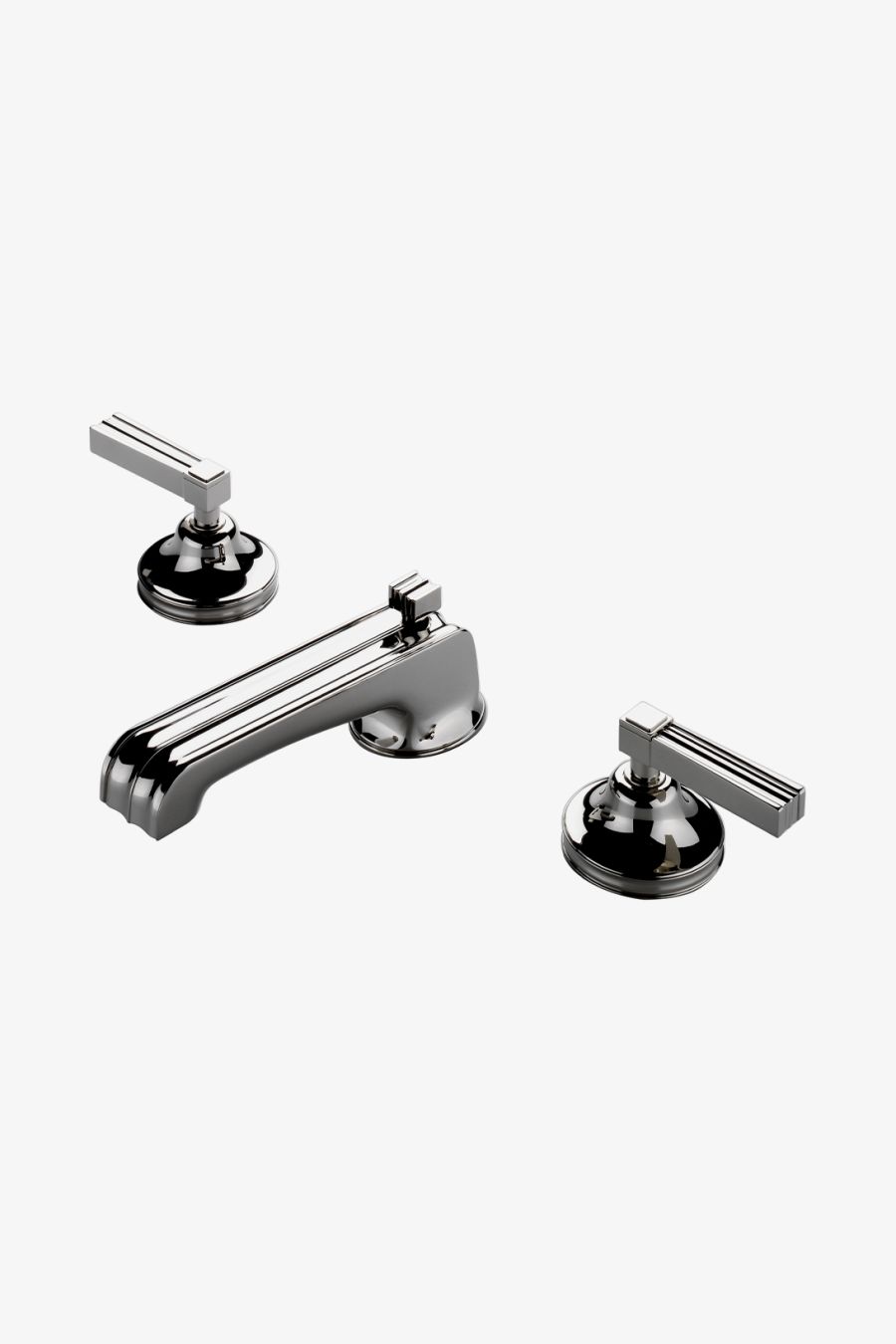 Boulevard Low Profile Three Hole Deck Mounted Lavatory Faucet with Metal Lever Handles