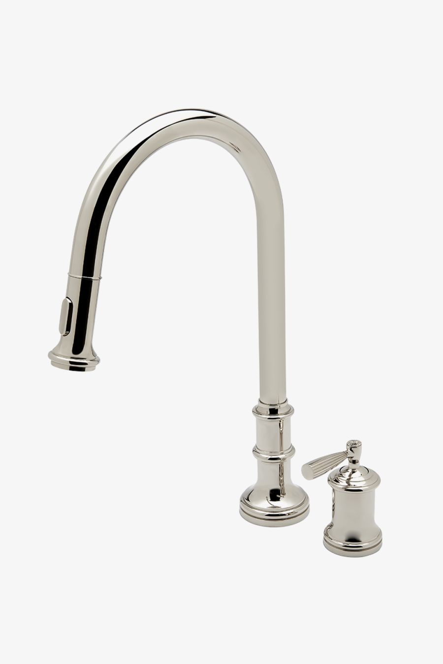 Foro Two Hole Gooseneck Integrated Pull Spray Kitchen Faucet with Lever Handle